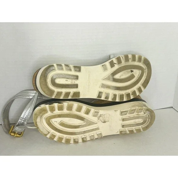 See By Chloe Glyn Platform Sandal Womens 39 US 8 Metallic Silver Espadrilles - Picture 11 of 11